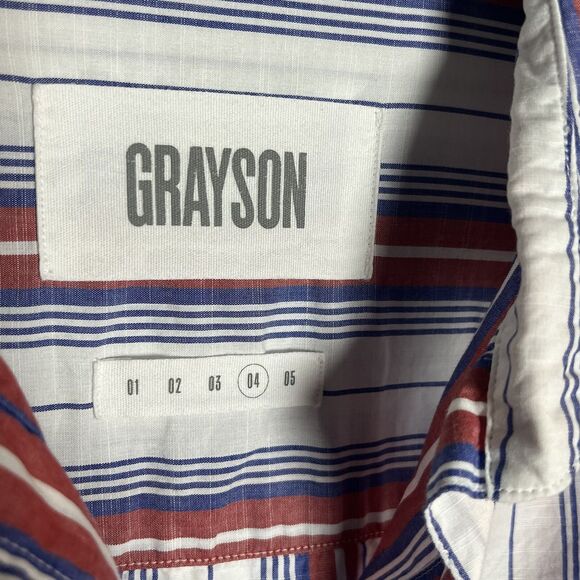 Grayson Shirt Women’s 4 Large Hero Button Up Red White Blue Striped Nautical - Picture 3 of 7